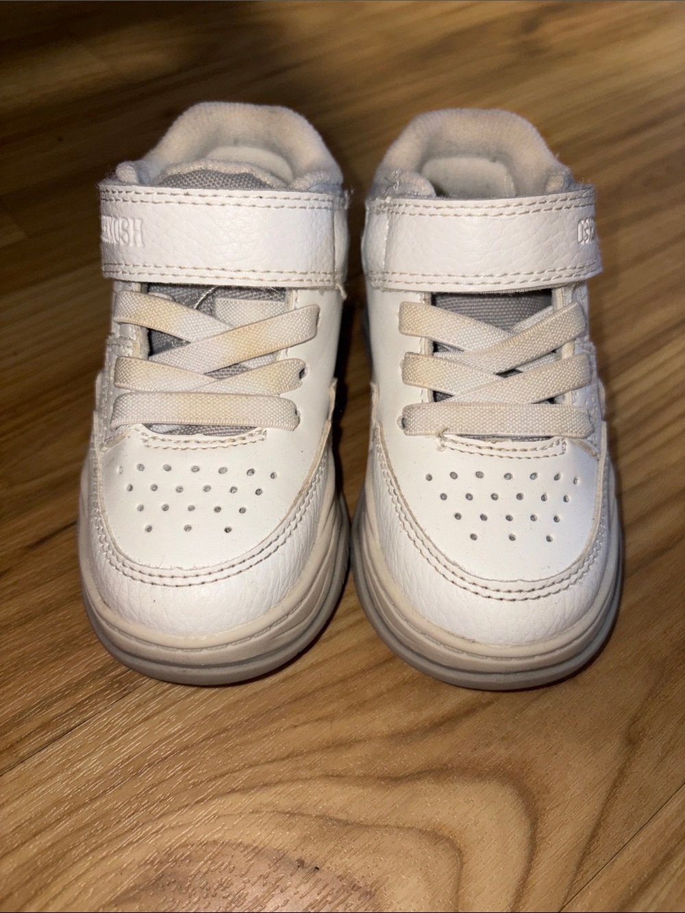 Toddler Boy White Athletic Sneakers with Hook-and-Loop Strap